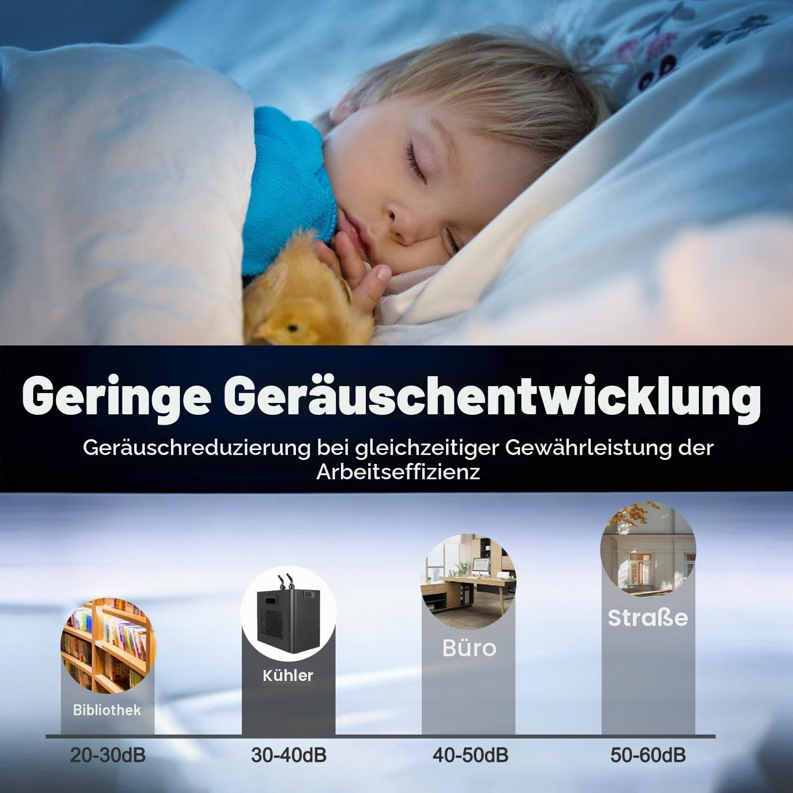 260/270/720W Water Chiller Machine, Cold Plunge Chiller, Mit 3 Meters Schlauch Und Wasserpumpe, LCD-Touchscreen, Einstellbar 5-40℃, Für Salzwasser-Axolotl-Korallenquallen 160L/42.5GAL