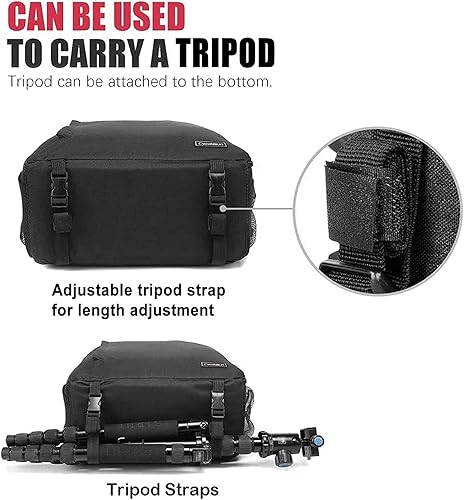 Miniatura 7 de Cwatcun Mochila profesional para cámara SLR DSLR sin espejo, impermeable, compatible con Sony Canon Nikon cámara y accesorios de trípode de lente (