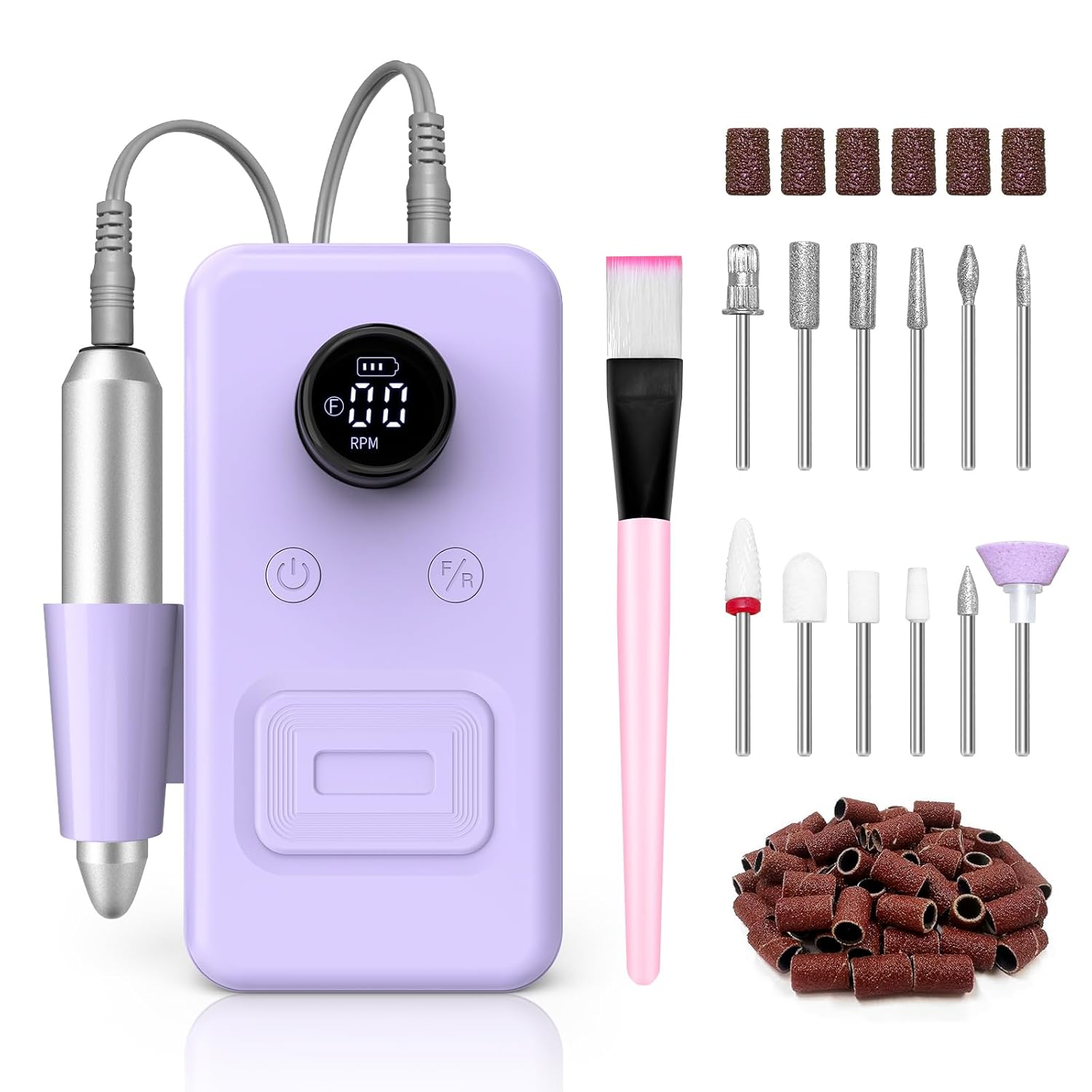 COPPA Portable Nail Drill, NDK106 Electric Nail Drill Professional Kit with 12 Bits 31 Sanding Bands, 45000RPM Rechargeable Nail Drills Machine for Acrylic Nails Gel Polishing Removing, Home & Salon Purple - Image 1 of 8