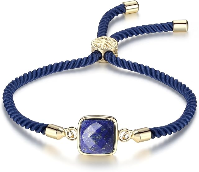 COAI Semi Precious Gemstone Square Stone Bead Bolo Bracelet