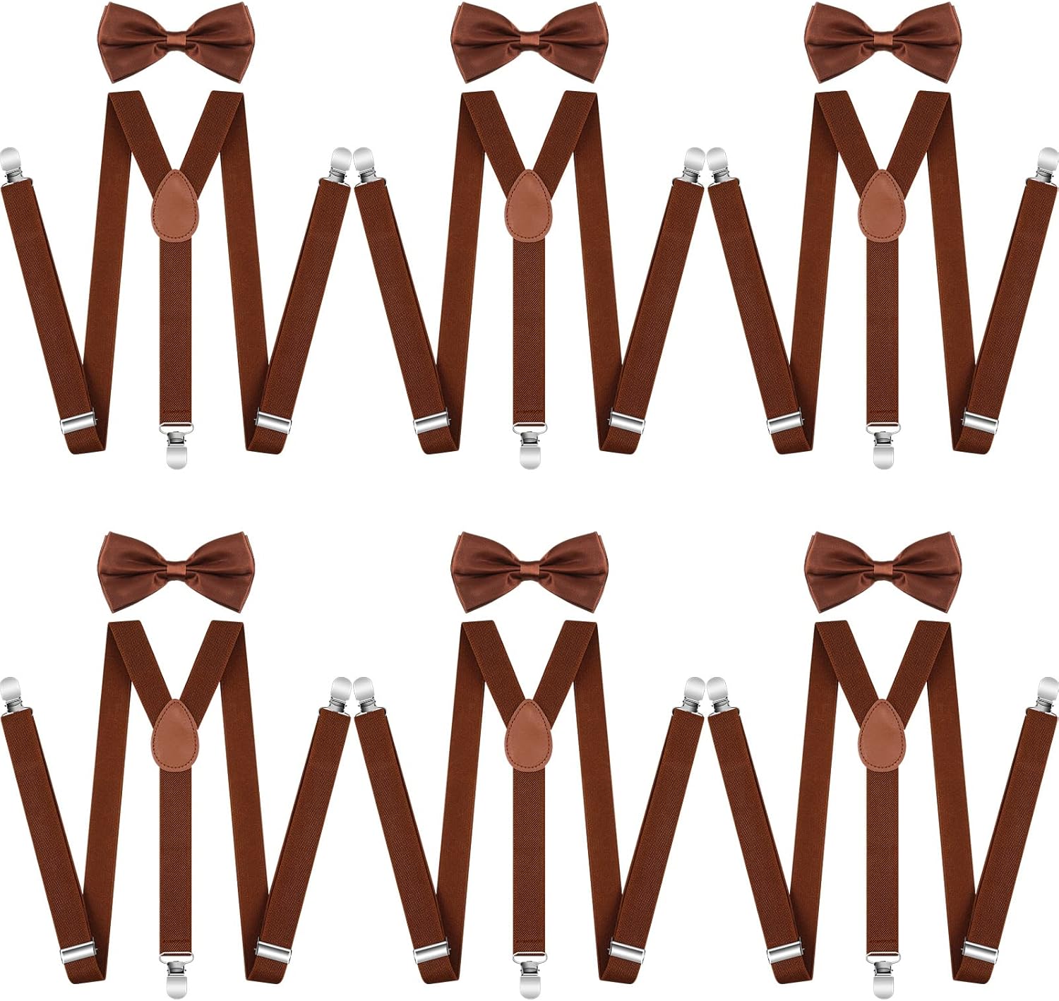 Didaey 12 Pieces Men Suspender and Bow Tie Set Bulk Suspenders for Men Elastic Y Back Bowtie Set for Groom Groomsmen Weddings