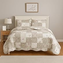 Quilt Patchwork Bedspread 2 Piece Set – Coverless Quilted Bedspread, Reversible, Lightweight Quilt Comfort with 2 Pillow Sham (Zurich, Double)