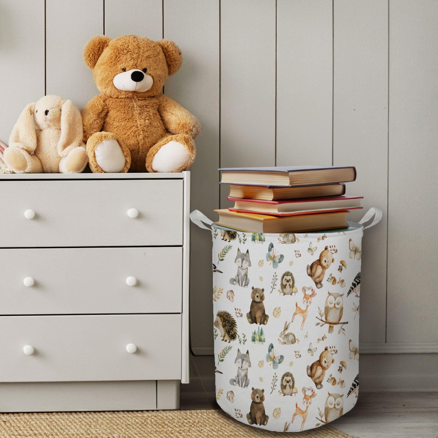 Baby Nursery Laundry Basket, Toybox for Boys Girls Room, Forest Animal Laundry Basket Hamper Waterproof Collapsible Clothes Toys Storage Bin Organizer for Kids Room Playroom Bedroom Bathroom image 4
