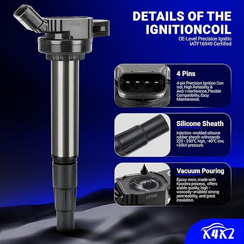Vista 12 de Paquetes de bobina de encendido UF549 y bujía de iridio doble 9029, para Nissan Altima Versa Sentra Rogue Cube NV200 Pathfinder Infiniti FX50 M56