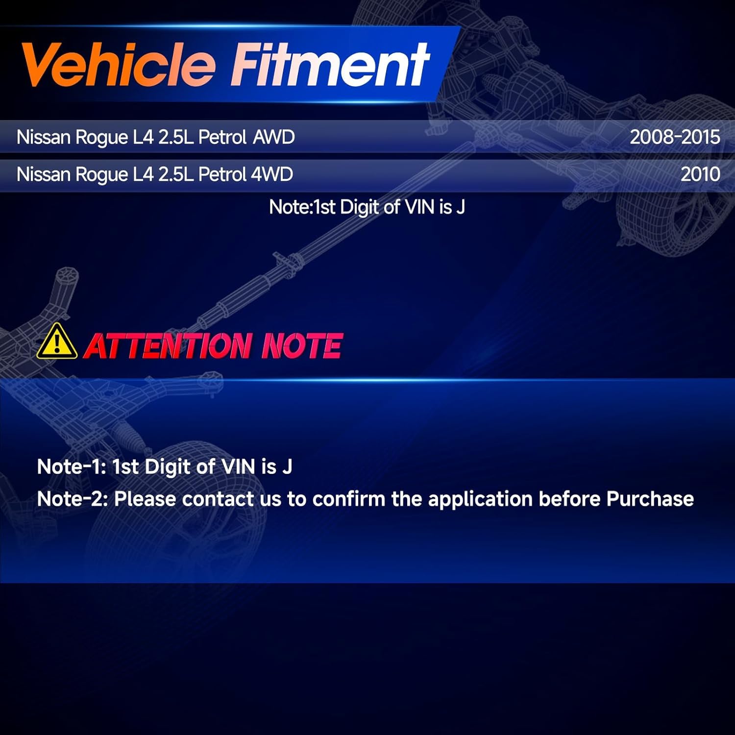 946236 Rear Drive Shaft Prop DriveShaft Assembly [1st Digit of VIN is J] Fit for Nissan Rogue 2008-2015 2.5L Petrol AWD| Rogue 2010 2.5L Petrol 4WD, OE 37000JM100, 37000JM10A