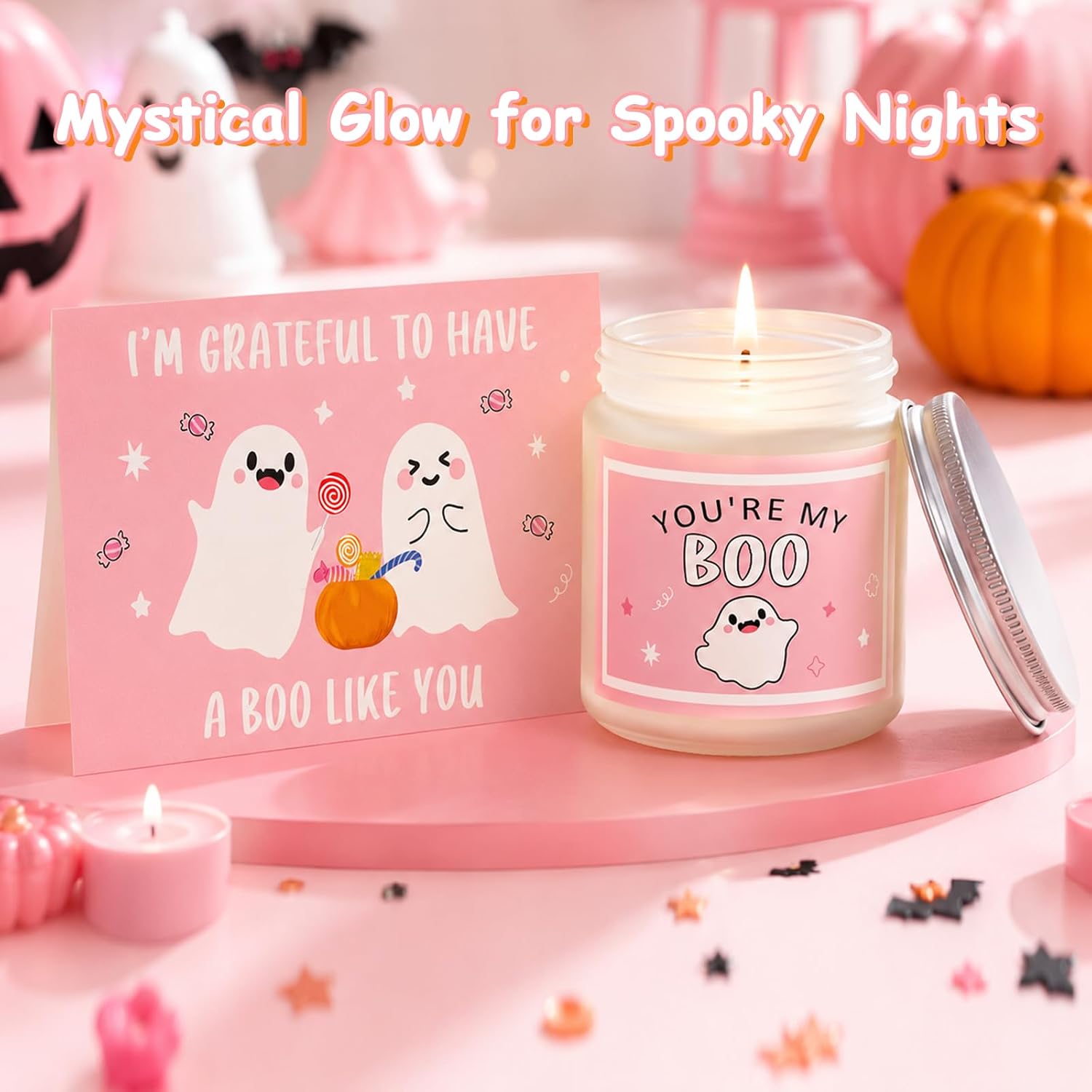Boo Basket Stuffers for Women Teen Girls,Halloween Spooky Gifts, Pink