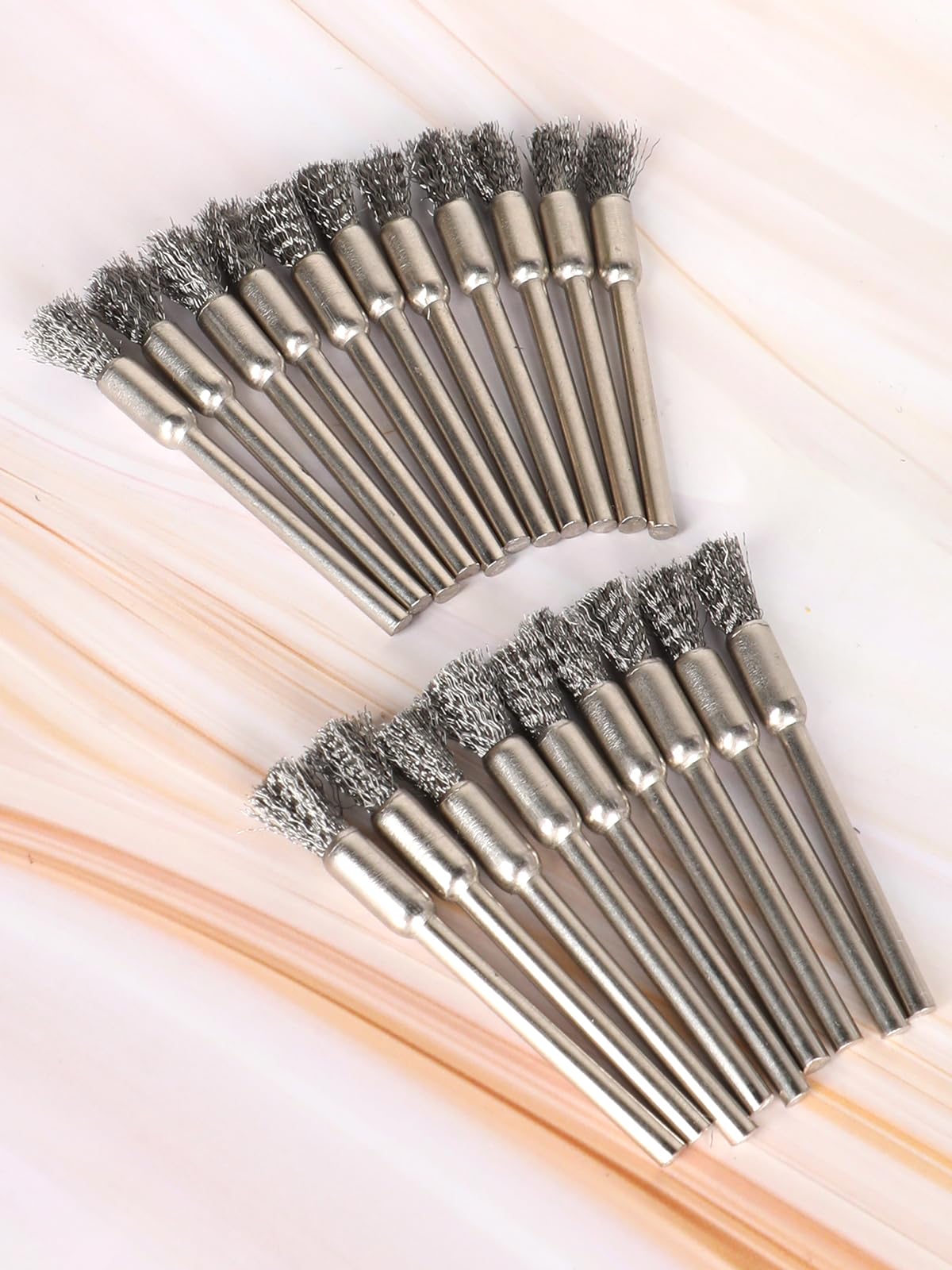 Juego de 20 cepillos de alambre de limpieza de acero para herramientas Dremel, brocas de pulido de eliminación de óxido de 1/8 x 1/5 pulgadas compatibles con herramientas giratorias