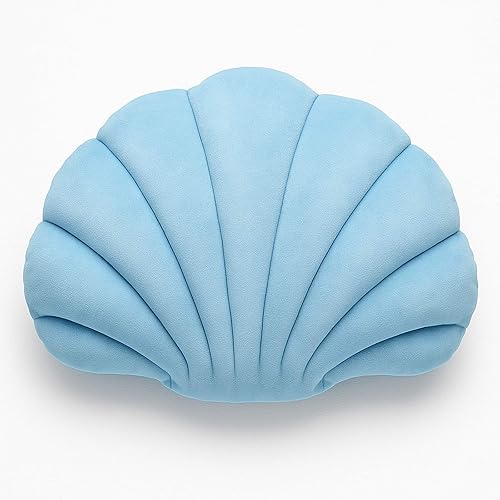 Marsui Almohada decorativa de conchas marinas, decoración de habitación preparada, regalo de fiesta, cojín suave para silla, bonita almohada de Azul