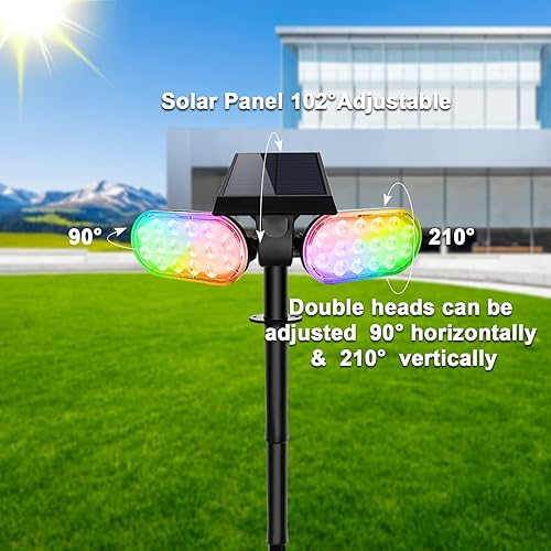 Miniatura 7 de Luces solares que cambian de color, luces solares de estaca de paisaje t con 7 opciones de color, luces solares azules del atardecer al amanecer,