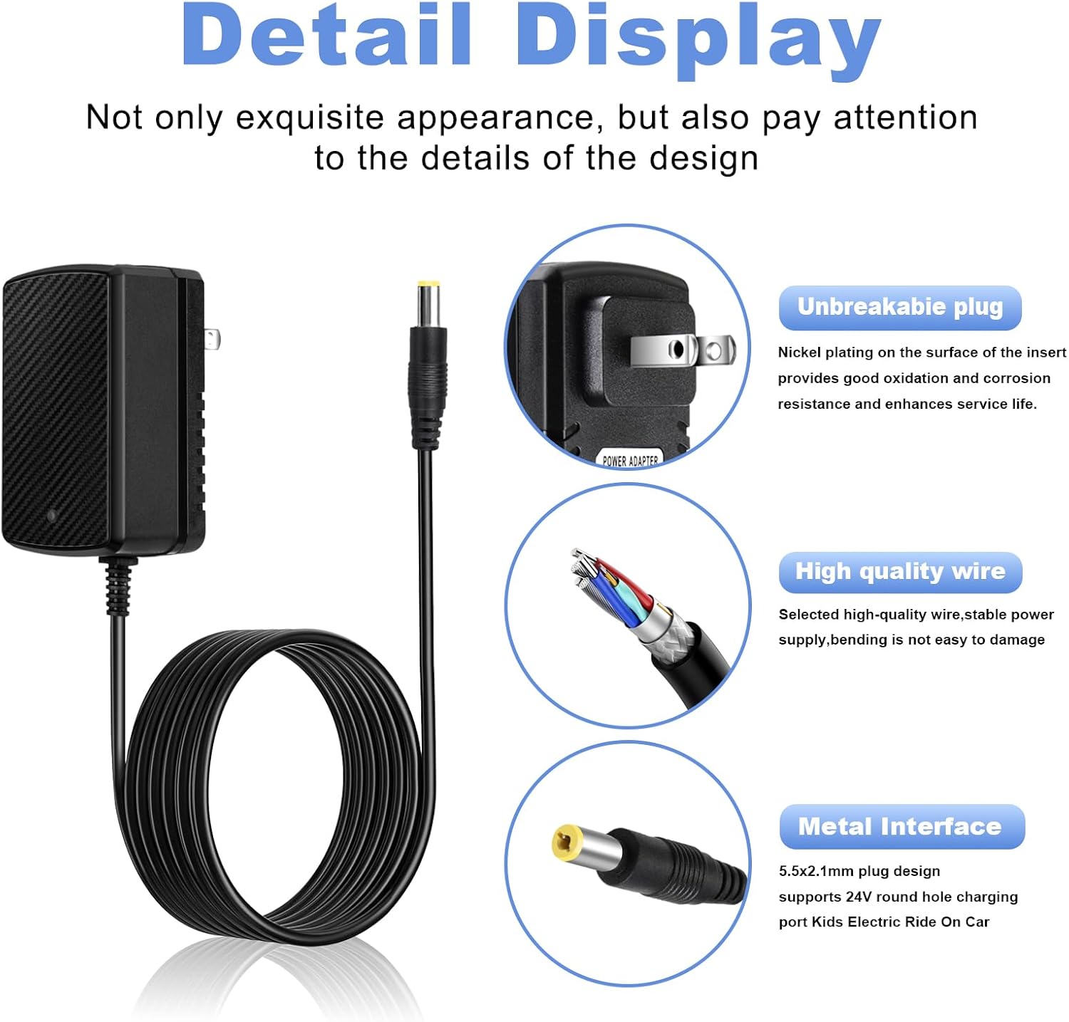 24V Battery Charger for Kids Ride On Car Toys Wrangler SUV ATV Mercedes Benz Quad Kid Trax Dynacraft Toy Car Kidzone Bumper Car 24V Charger for Kids Electric Ride On Car Toys Power Adapter