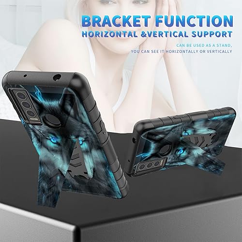 Miniatura 374 de AT&T Calypso 2 (U319AA) Funda con protector de pantalla de vidrio templado resistente con función atril integrado para debut de críquet, ciervo