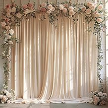 20x10ft Wrinkle Free Cream Backdrop Curtain for Parties Soft Fabric Drapes Wedding Curtain Backdrop for Birthday Party Decorations Background for Photography 5x10ft,4 Panels