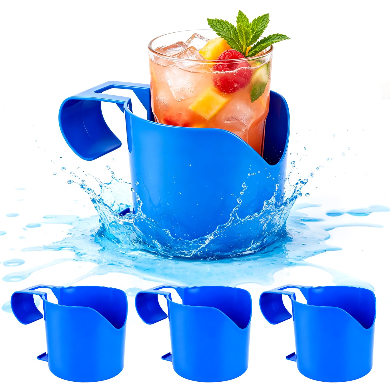 Lot de 4 porte-gobelets de piscine Poolside - En plastique - Refroidisseur de caisse à bière - Pour piscine - Support suspendu - Accessoires de piscine pour piscine hors sol