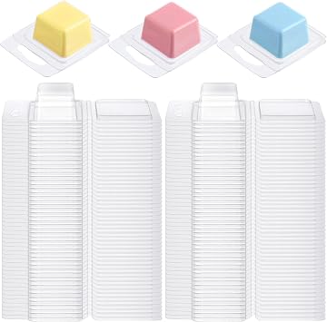 Wesiti Wax Melt Molds Clear Empty Plastic Wax Melt Clamshells Container Pet Single Cube 1 oz Candle Molds for DIY Chocolates Wickless Candles Soap Making 50 Pcs