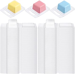 100 Pcs Wax Melt Molds Clear Empty Plastic Wax Melt Clamshells Container Molds PET Single Cube 1 oz Candle Molds for DIY Chocolates Wax Melt Wickless Candles Soap Making