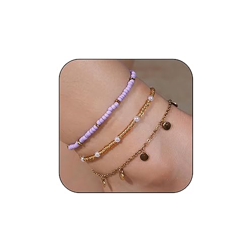 purple/gold anklets