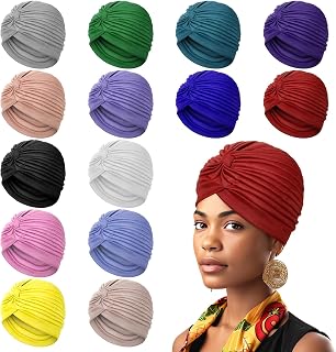 14 Pcs Stretchy Turban Cap Chemo Head Wraps Stretchy Cancer Headwear Beanie Twisted Hats Head Cover for Women Girl