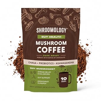 360 Nutrition Instant Mushroom Coffee with Chaga Superfood Mushroom and Prebiotics, Probiotics for Gut Health, and Focus Support | Dark Roast, No Added Sugar 5 oz Gut Blend