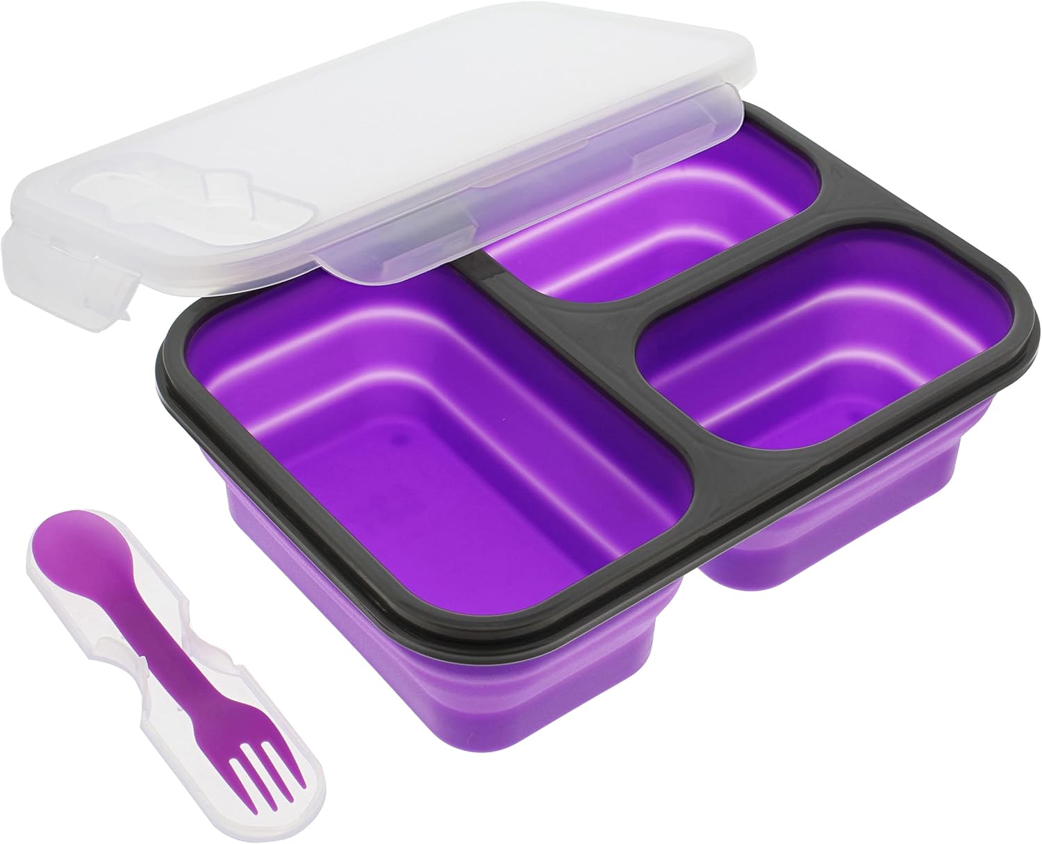 Creekview Home Emporium Collapsible Food Container Purple Bento Lunch Box with 3