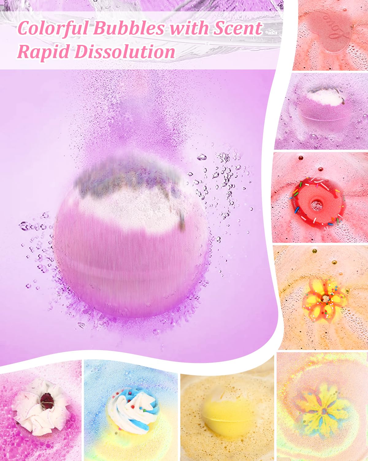 Bath Bombs Zestaw upominkowy, 8 sztuk kulek do kąpieli dla dzieci, organiczne naturalne kule do kąpieli, walentynkowe prezenty świąteczne Bombka do kąpieli dla kobiet