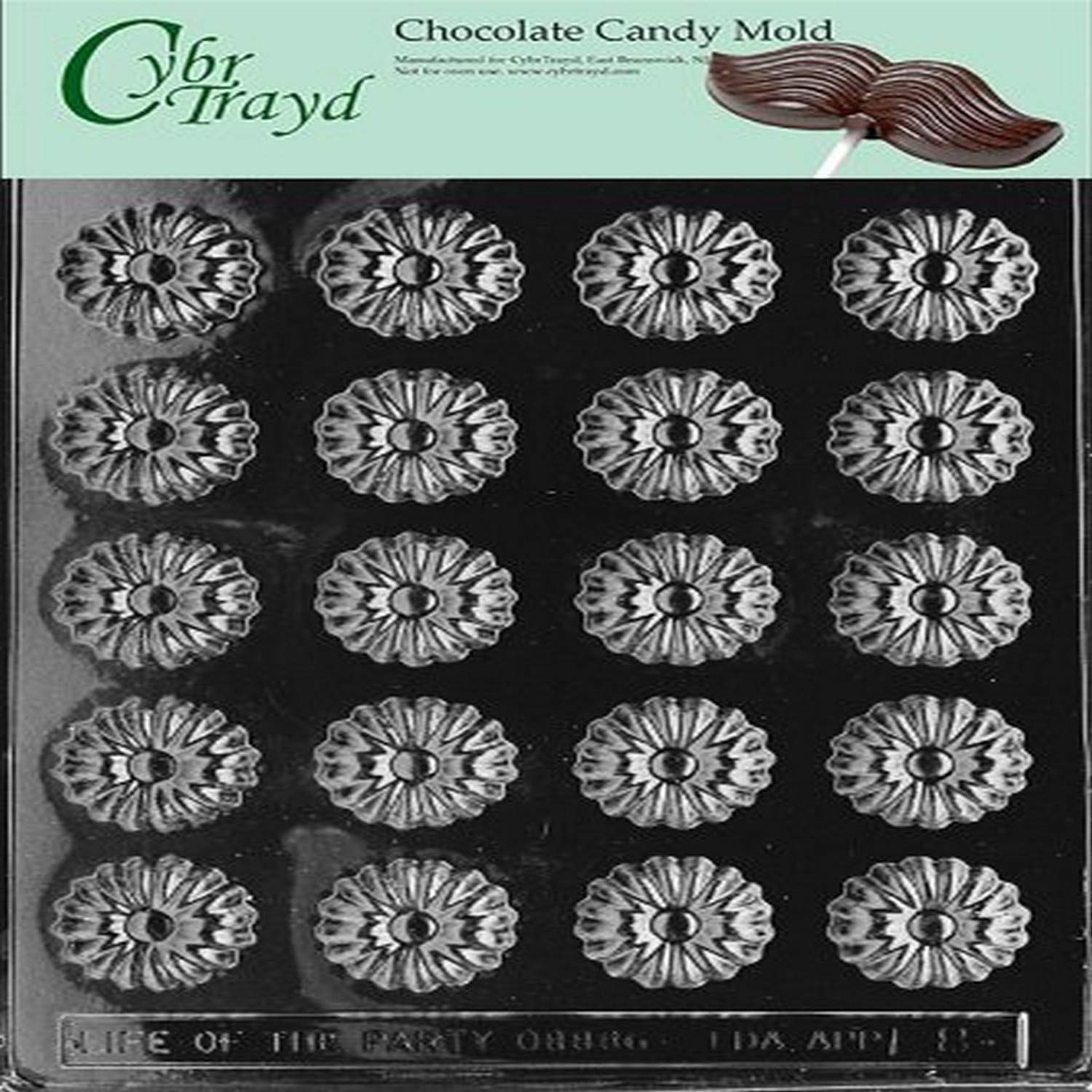 Cybrtrayd Daisies Chocolate Candy Mold with Exclusive Cybrtrayd Copyrighted Chocolate Molding Instructions