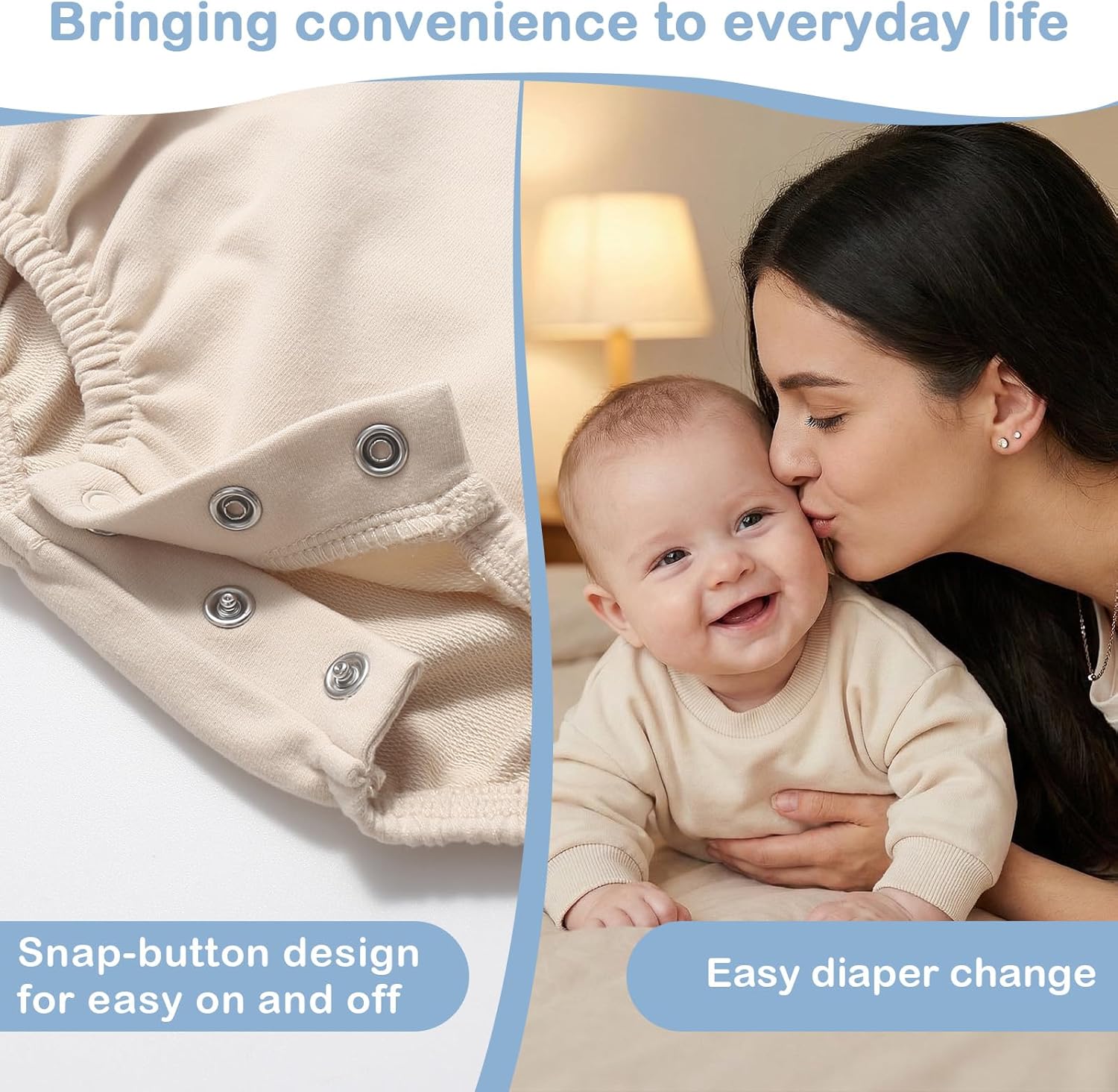 Bafeicao Baby Boy Girl Sweatshirt Romper Organic Cotton Solid Color Long Sleeve Bubble Romper Oversized Warm Fall Winter - Image 3