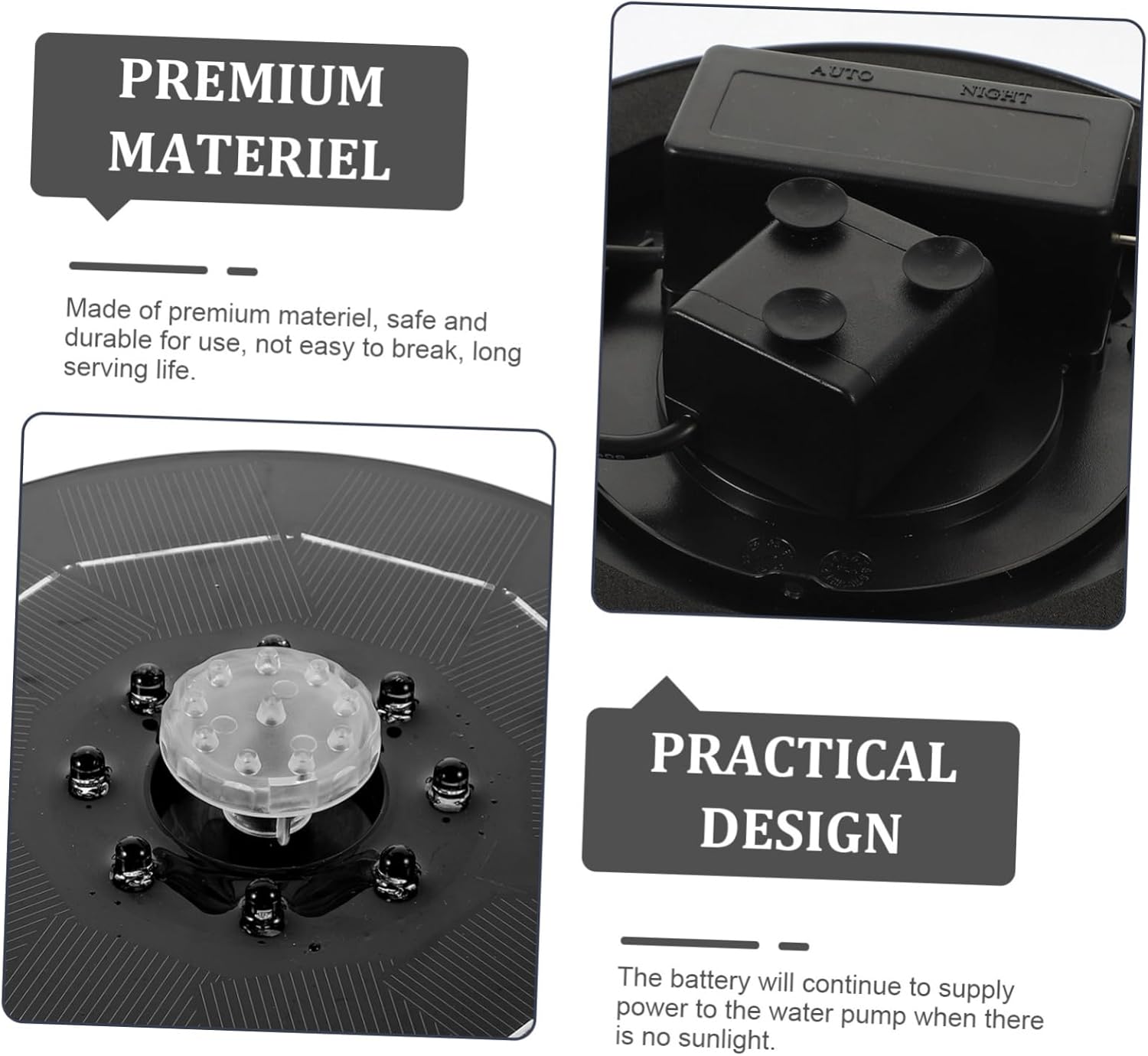 Solar-powered Floating Fountain with 3w Pump Led Lighting Perfect Garden Water Feature
