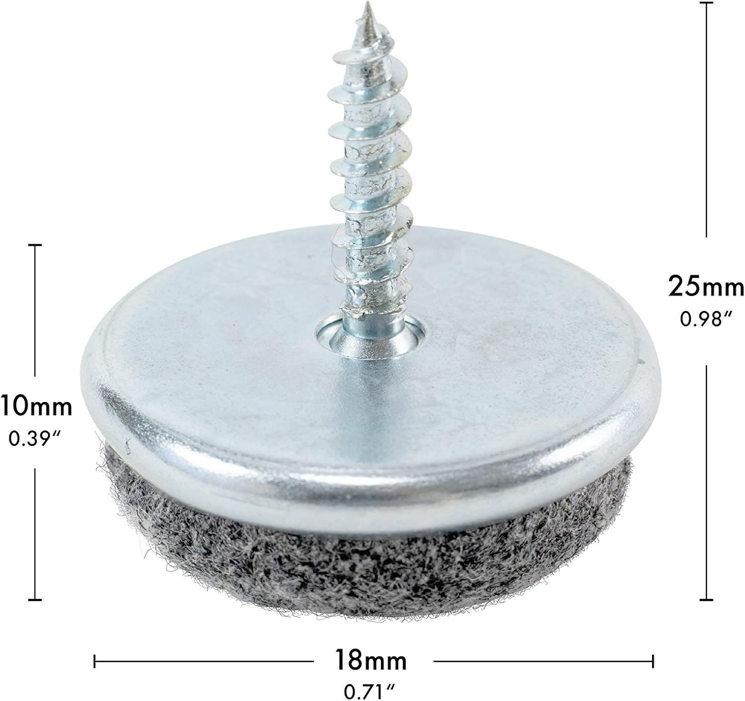 haggiy Felt Glides - Furniture Sliders with Screw - Nickel-Plated Ø 0.708" (16 Pcs.)