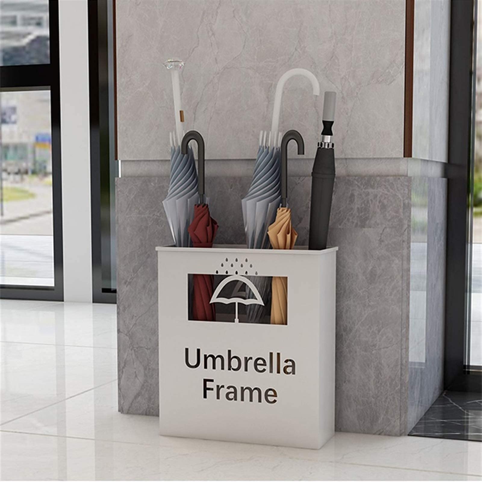 Porte-parapluies grande capacité blanc avec 12 compartiments anti-gouttes