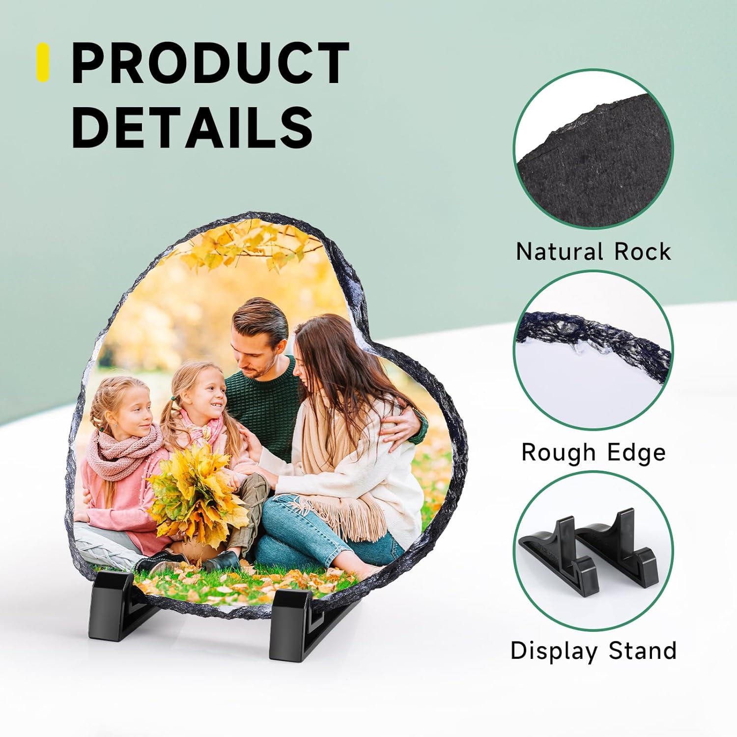 "Custom Rock Slate Photo Frame 15x15cm" - Image 4