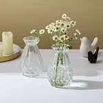 MyGift 5-Inch Decorative Clear Glass Diamond-Faceted Flower Vases, Set of 2