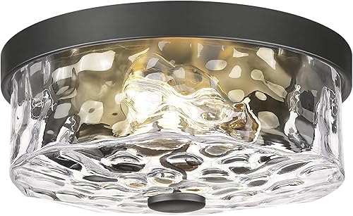 Miniatura 9 de Lámpara de techo de montaje empotrado Luminzone con pantalla de vidrio ondulado, lámpara de techo moderna de 2 luces para dormitorio, sala de estar,