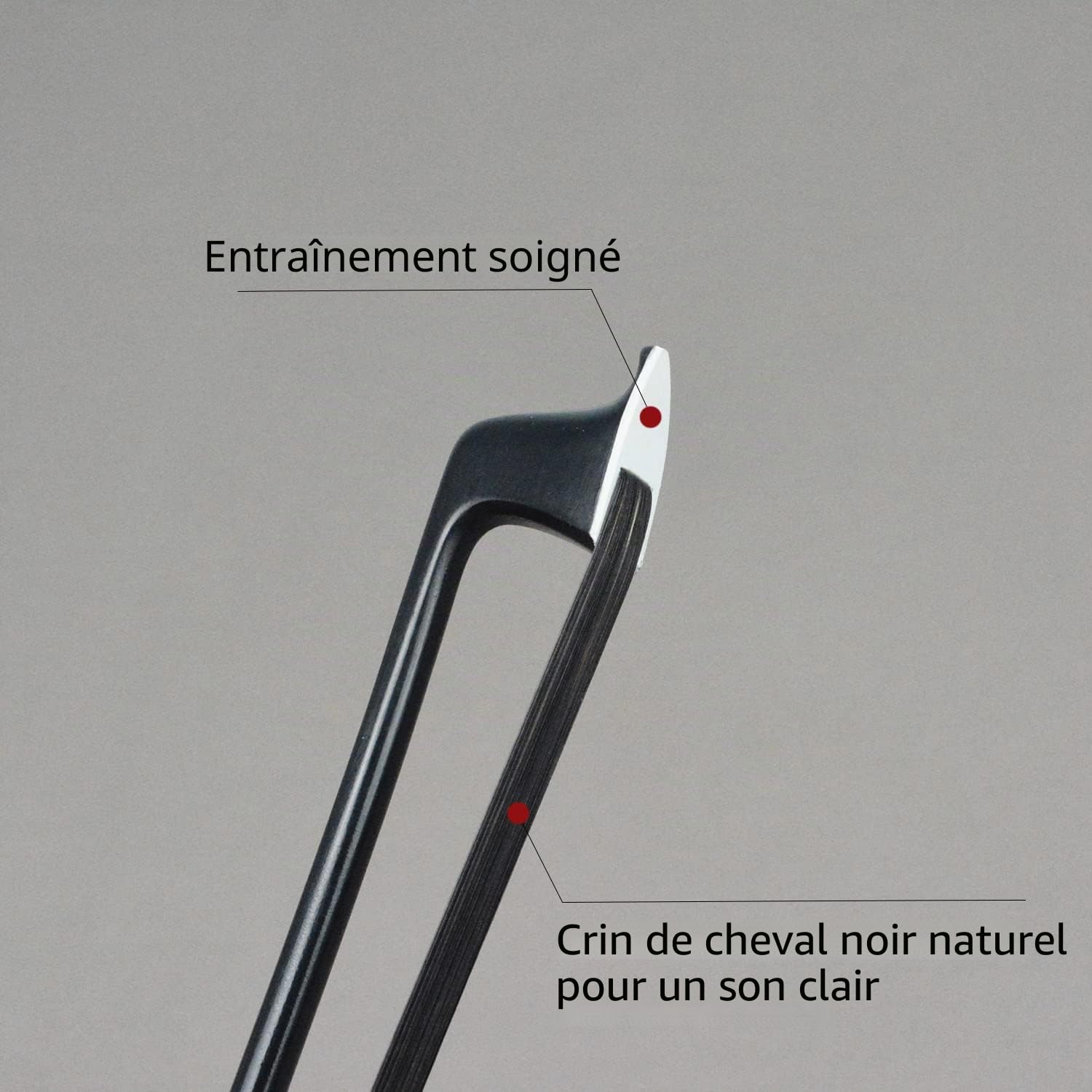 Archet de violon 4/4 en fibre de carbone avec pierres brillantes, en crin de cheval noir naturel et fil bleu