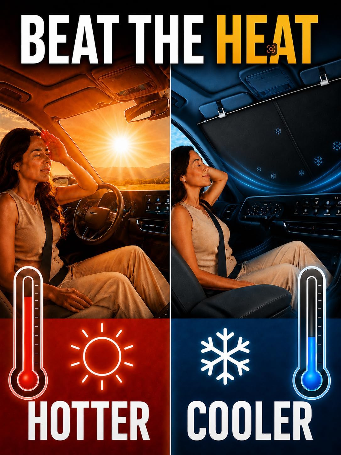 Retractable Windshield Sun Shade for Car, One-Time Installation, Pull-Up Integrated Sunshade, Reflective Silver Heat Shield, No Daily Folding, Fits Most Cars SUVs Trucks Vans
