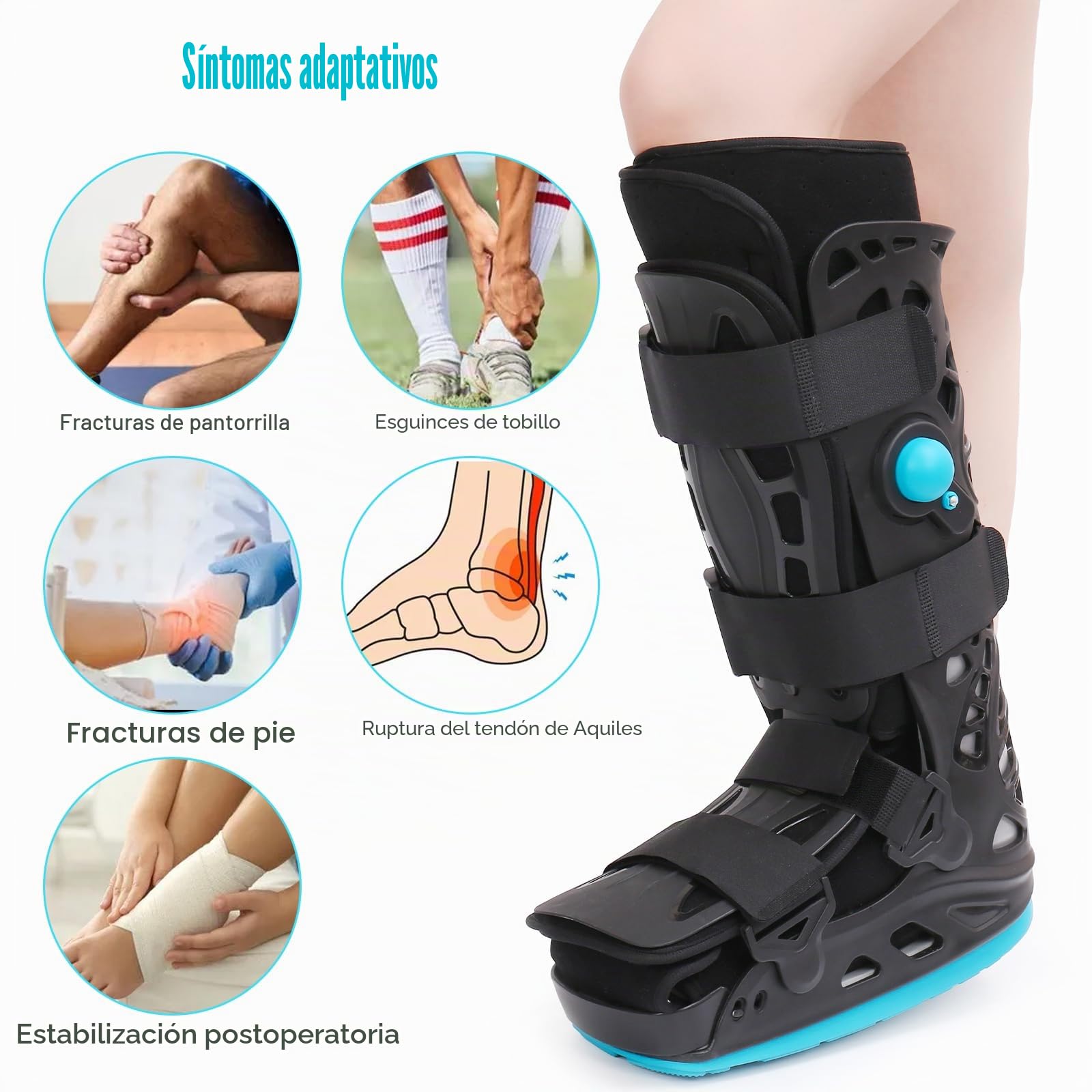 Botas altas para fracturas, inflables, para caminar, con cámara de aire, para esguince de tobillo, recuperación del dolor de pies, fractura de pantorrilla, pie roto, tendinitis de Aquiles