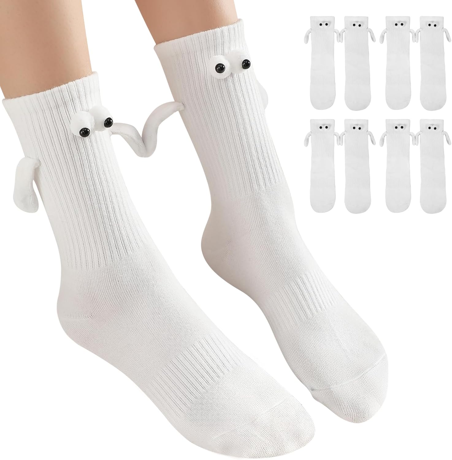 4 Pairs Funny Socks, Magnetic Holding Hands Socks, These Suit Both Men and Women