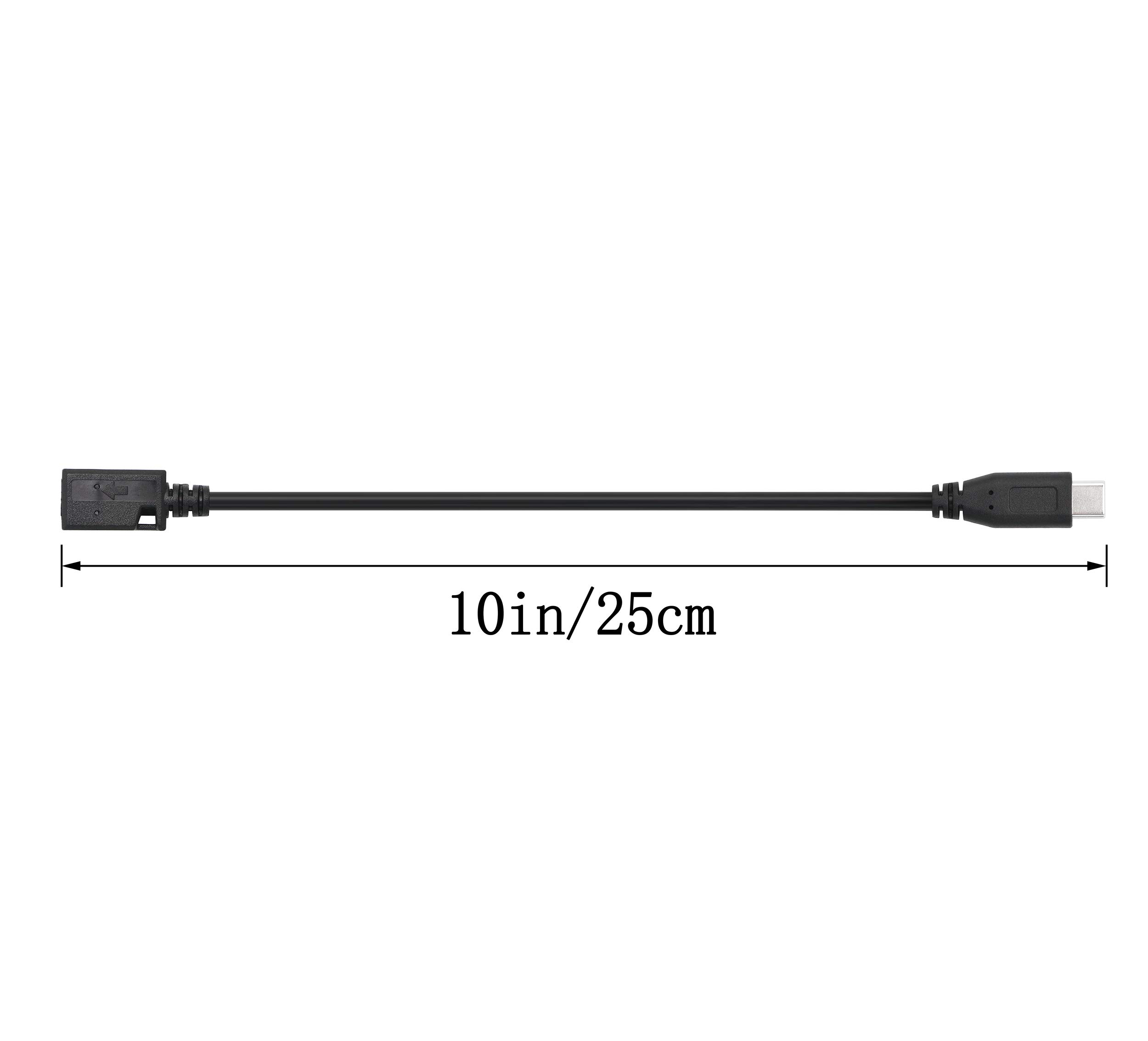 Cerrxian, cavo di estensione USB di tipo C, da Mini USB 2.0 femmina a USB di tipo C maschio, cavo di ricarica e sincronizzazione, adattatore e convertitore, cavo lungo 25,4 cm