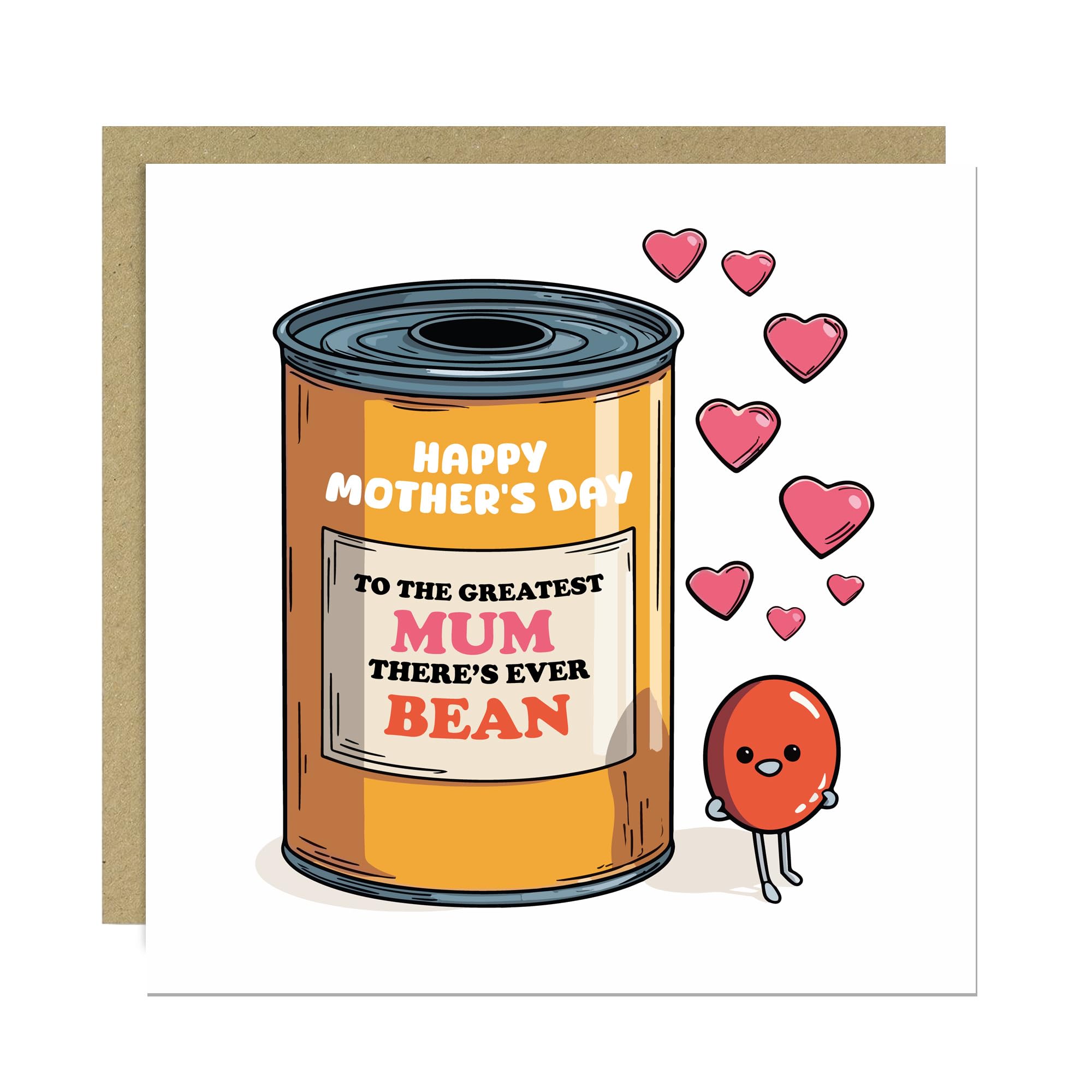RED OCEAN Funny Mothers Day Card, Best Mum Theres EVER Bean, Card For Mum, Cute Mum Cards From Son Or Daughter, With Kraft Envelope
