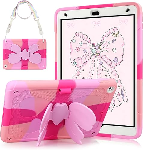 Miniatura 8 de VOFUOE Funda para iPad de 9ª 8ª 7ª Generación con Soporte con Alas de Mariposa Portaplumas para iPad 10.2 Funda Resistente Dura Rugosa Cubierta