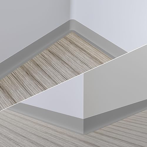 Miniatura 7 de Duzzy Moldura flexible para zócalo, 5 pulgadas de ancho x 40 pies de largo, moldura de goma para despegar y pegar, base de pared de vinilo