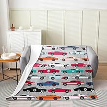 Cartoon Car Flannel Fleece Throw Blanket,Sports Car All Season Bed Blanket Fuzzy Blanket for Bed Sofa Couch,Red Race Sports Car Car Sports Competition Style Bedroom Decor Plush Blanket Baby 30"x40"