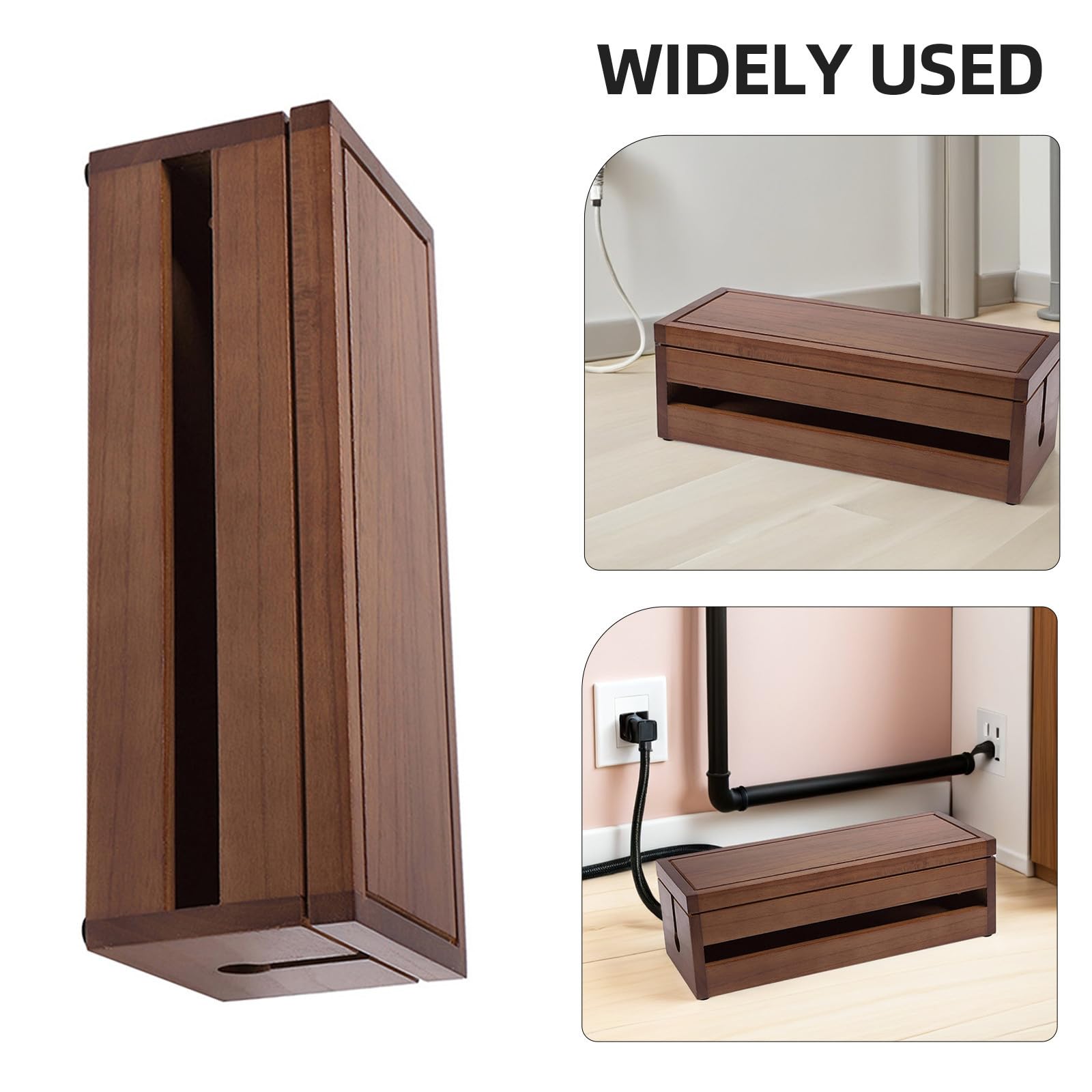 Scatola in Legno di Paulownia Color Caffè per Gestione Cavi Design Multi-funzionale e Dissipazione del Calore per Casa e Ufficio