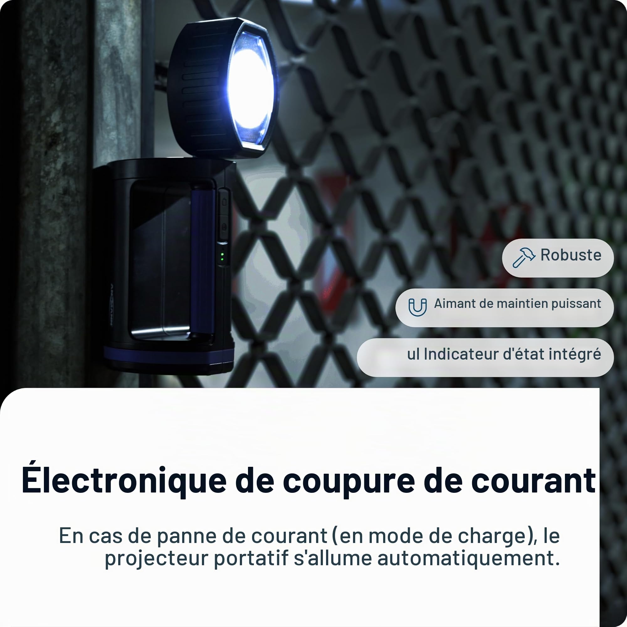 ANSMANN Baladeuse LED rechargeable avec accumulateur 5200 mAh (1 pce) – Lampe torche ultra puissante aux trois modes d'éclairage – Lampe baladeuse pour la maison, le garage, l'atelier, etc.
