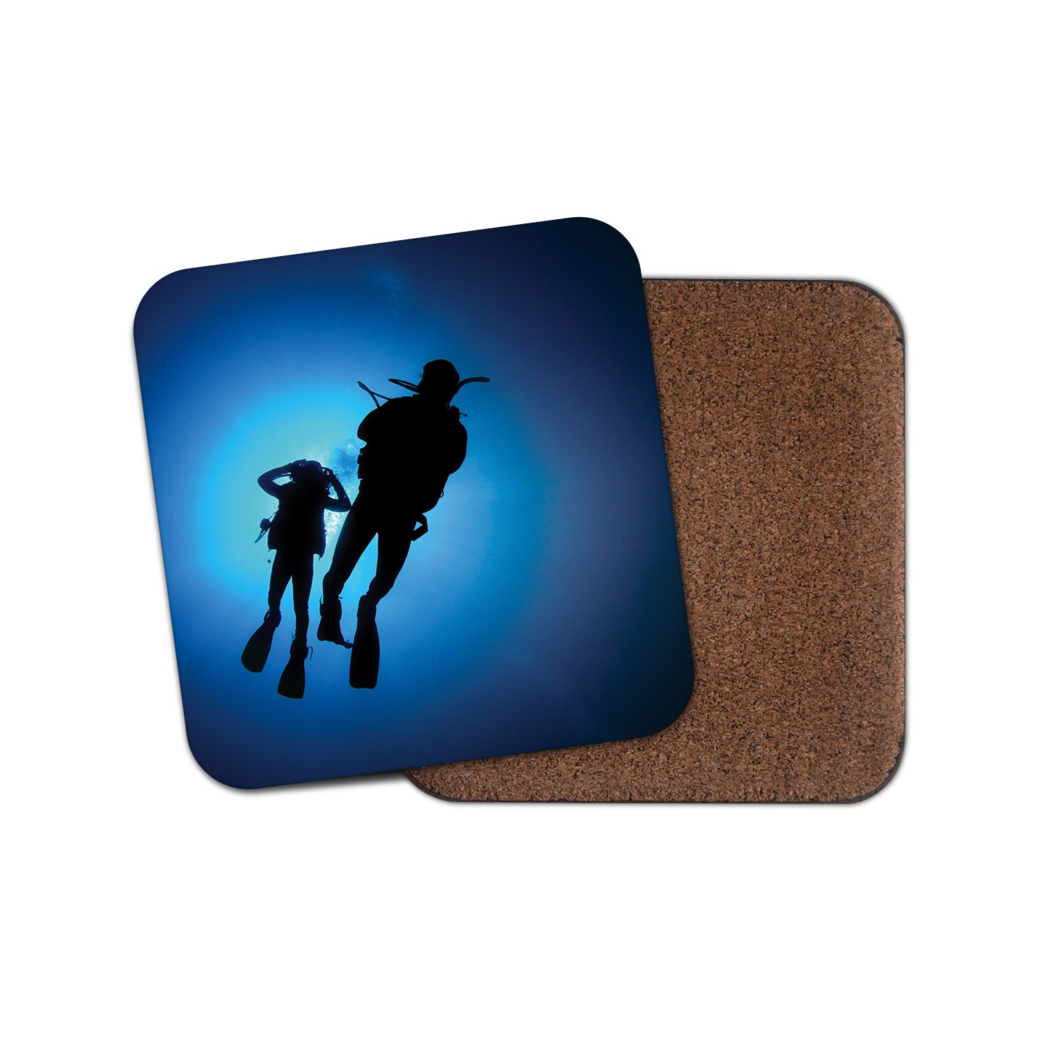Destinationvinyl Multicolor 1 X Scuba Diving Cork Backed Drinks Coaster - Diver Dive Great #8344