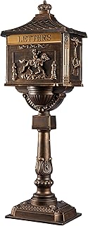 ZOTORUN Mailbox Rustproof Cast Aluminum Locking Security Post Mount, Large, Bronze