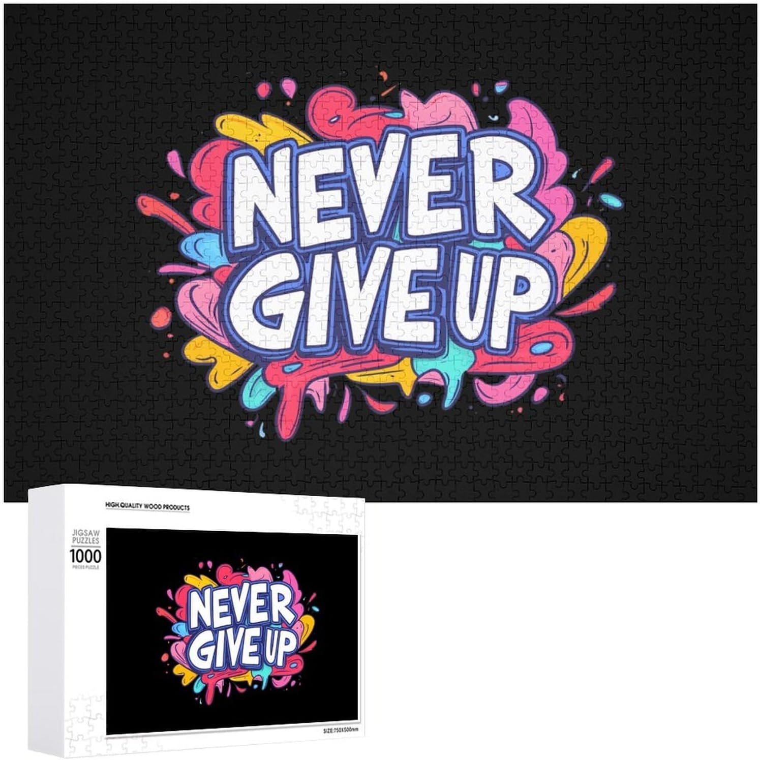 Never Ever Give Up Wood Puzzle Challenging Jigsaw Puzzles for Women Men