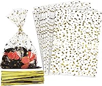 Vista 42 de COQOFA 100 piezas de bolsas de celofán transparentes para regalos con forma de corazón dorado de 17,78 x 30,48 cm, bolsas de fiesta, para caramelos