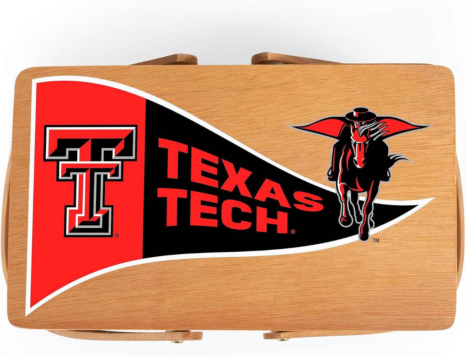 PICNIC TIME NCAA Texas Tech Red Raiders Poppy Personal Picnic Basket, Insulated Lunch Bag, Retro Lunch Box, (Beige)