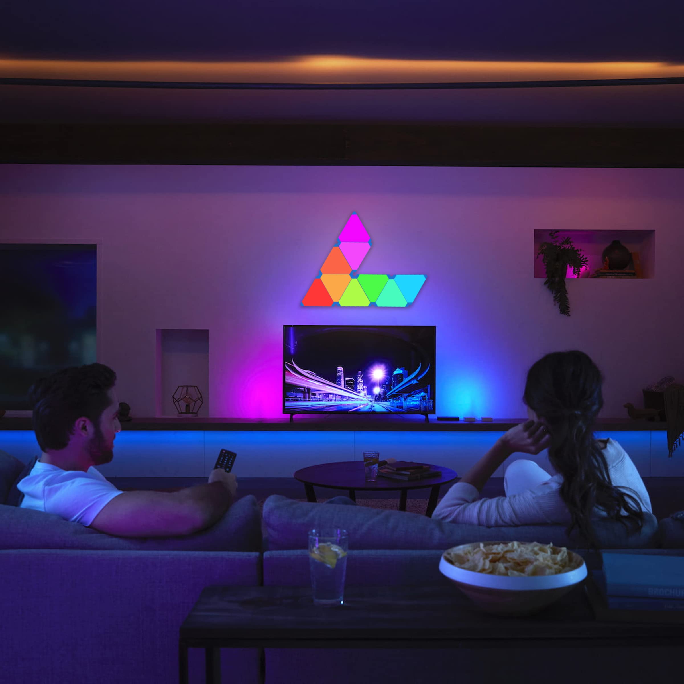 HEYWASAI Triangle Lights RGB LED Wall Lights, Works with Alexa