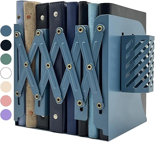Miniatura 13 de Sujetalibros Kingsmile, sujetalibros ajustables para estantes, sujetalibros de metal para libros pesados, organizador de tope de libros con porta